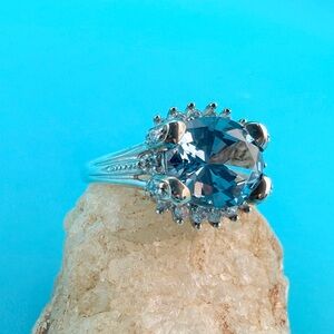 Oval Swiss Blue Topaz Gemstone Sterling Silver 925 Ring